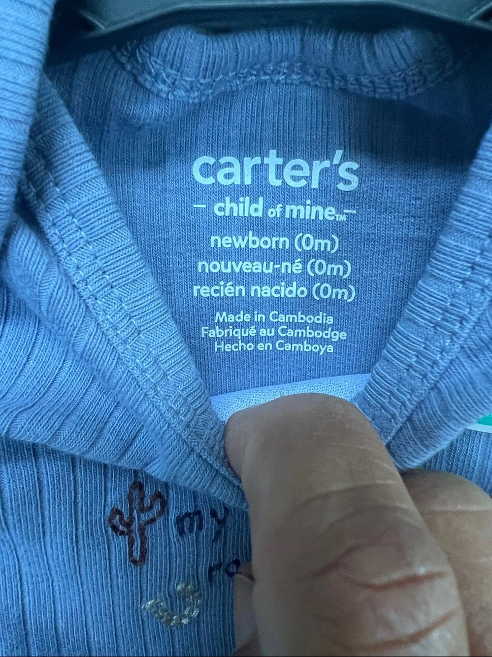 Carter's 3 piece Blue Ribbed 'This Is My First Rodeo' Baby One-Piece, & two more